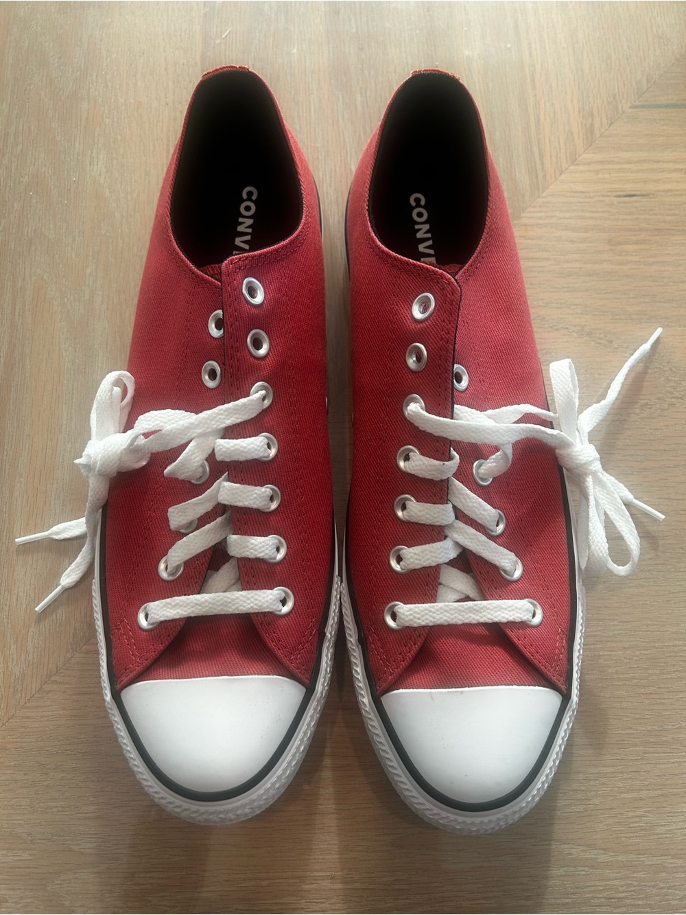 Converse Red Low-Top Canvas Sneakers with White Laces